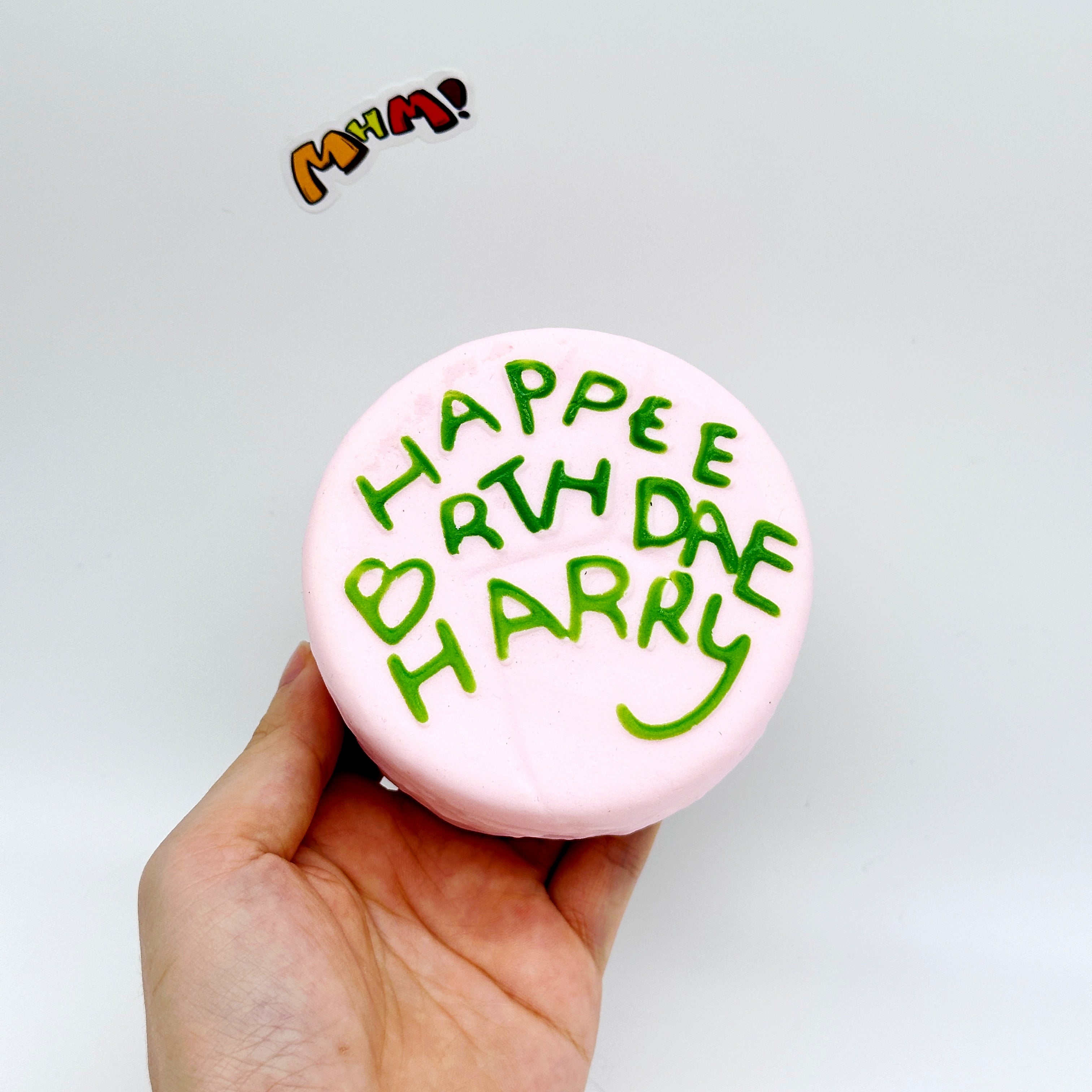 🎂 Happee Birthdae Harry Pink Cake Squishy | Birthday Themed Slow Rising Stress Relief Toy