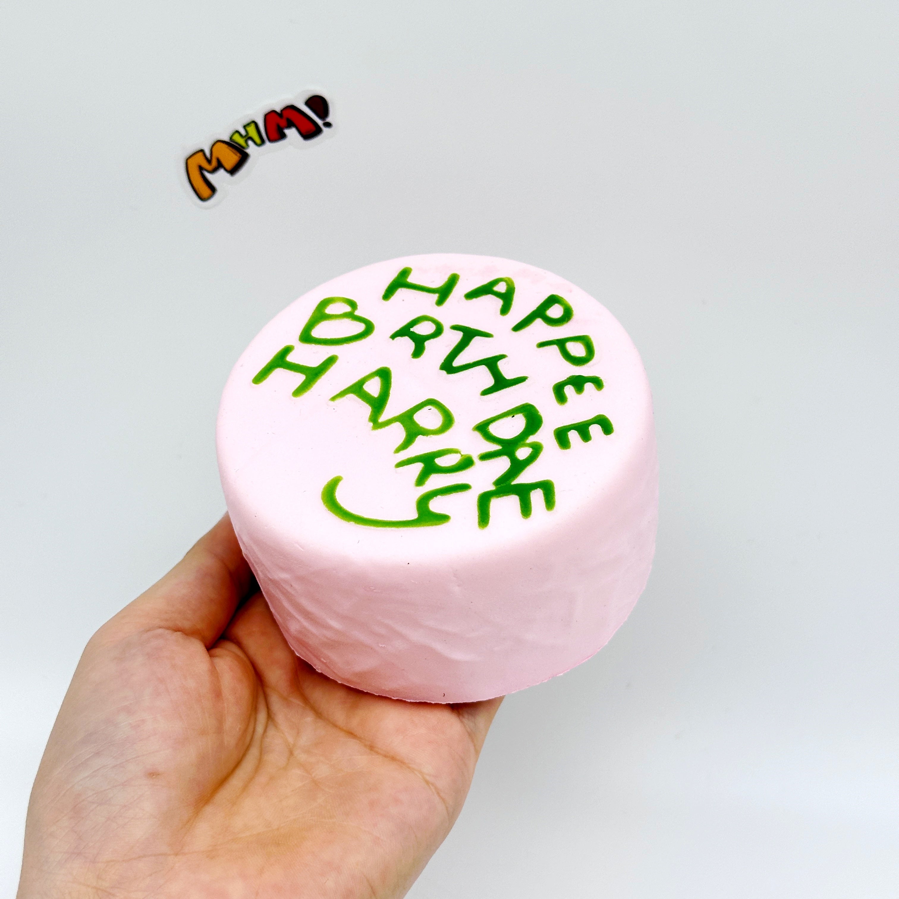 🎂 Happee Birthdae Harry Pink Cake Squishy | Birthday Themed Slow Rising Stress Relief Toy