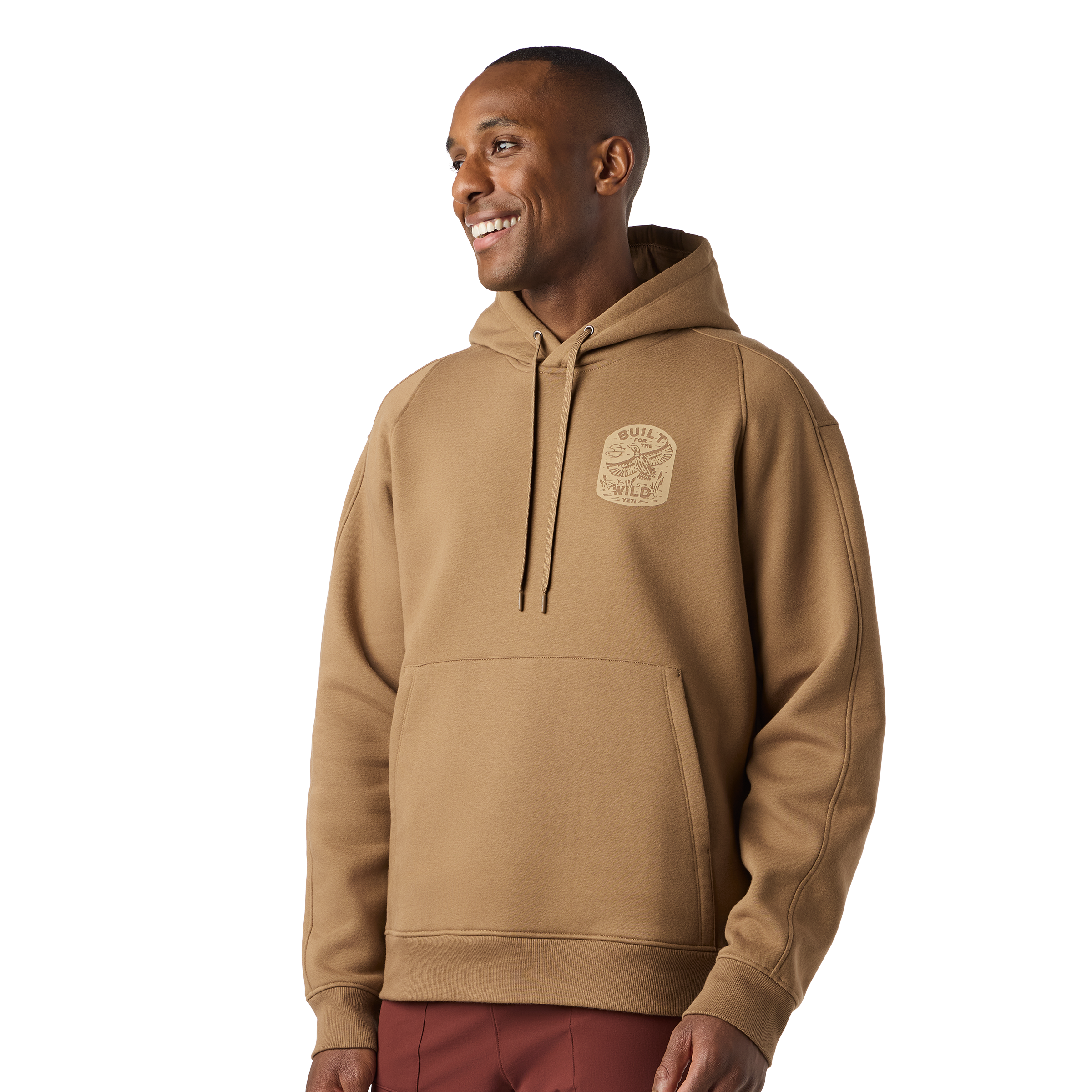 Built For The Wild Badge Fleece Hoodie Brush Brown