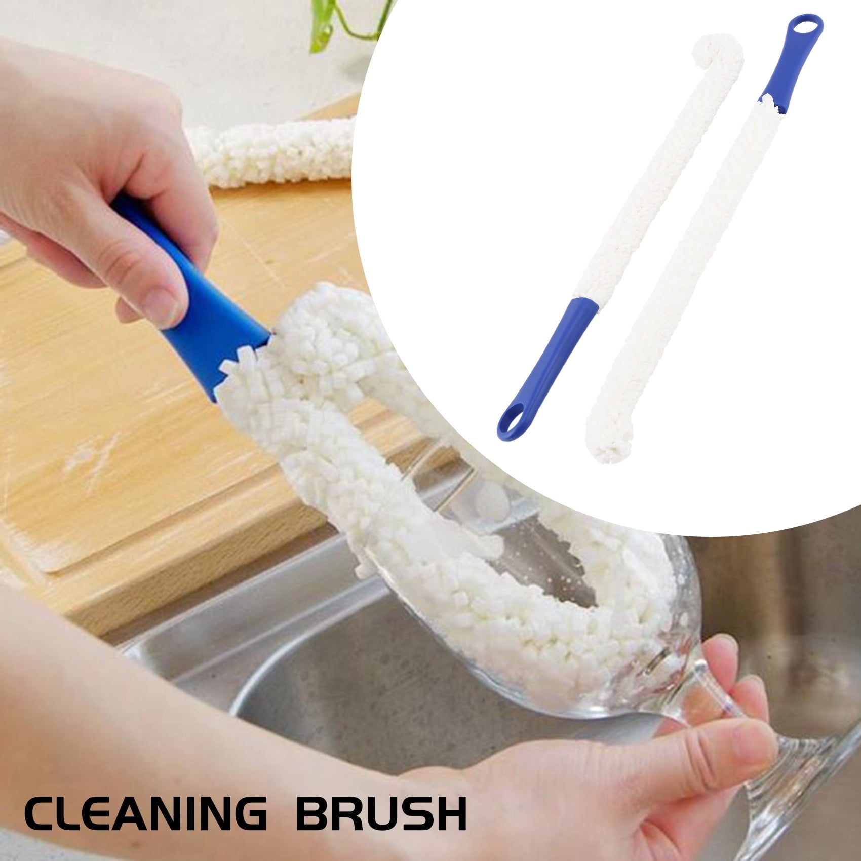 Bottle Cleaning Brush - Set of 2 Flexible Bottle Scourer - Multi-Function Household Cleaning Tools for Cleaning of Wine Decanters, Goblets, Glasses, Cups