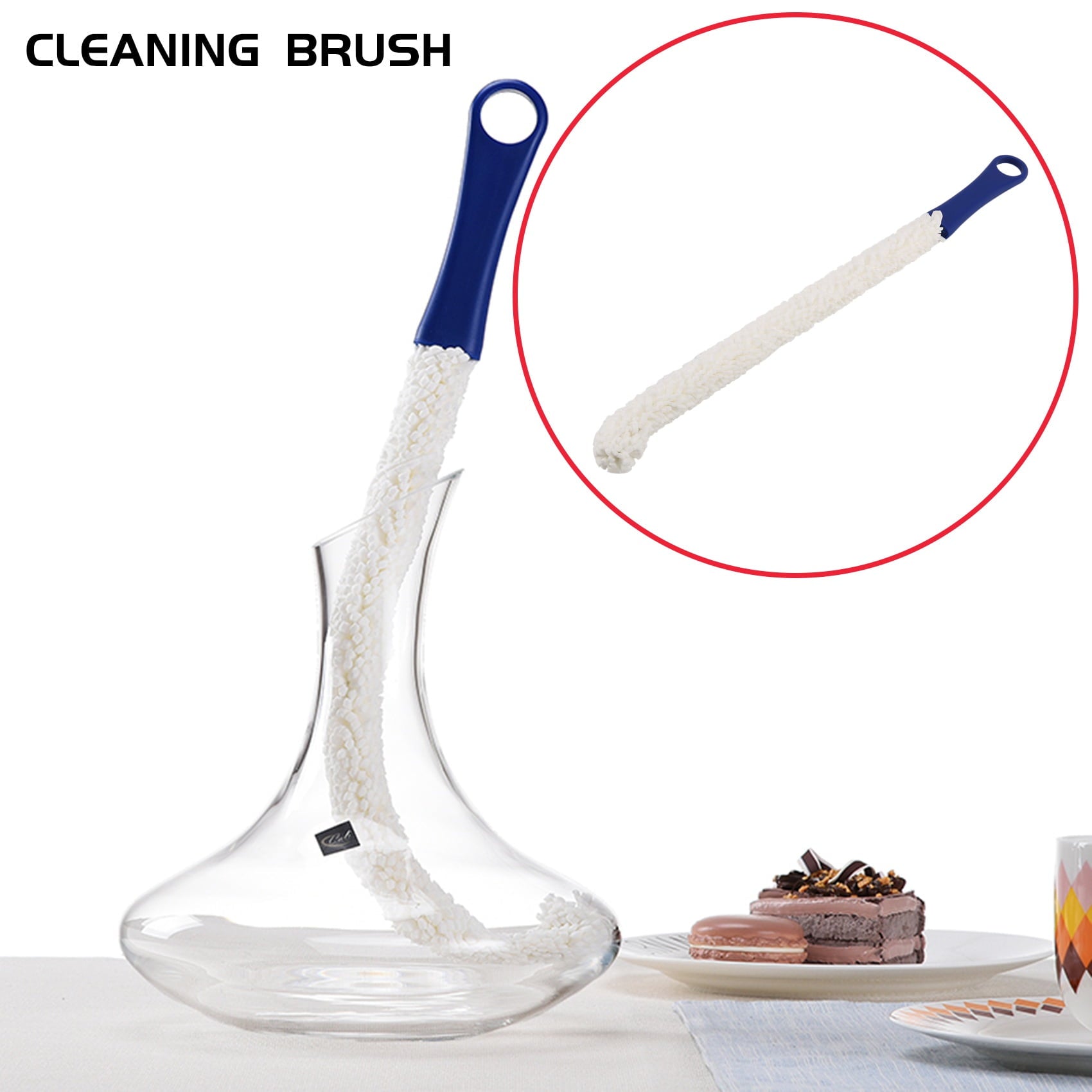 Bottle Cleaning Brush - Set of 2 Flexible Bottle Scourer - Multi-Function Household Cleaning Tools for Cleaning of Wine Decanters, Goblets, Glasses, Cups