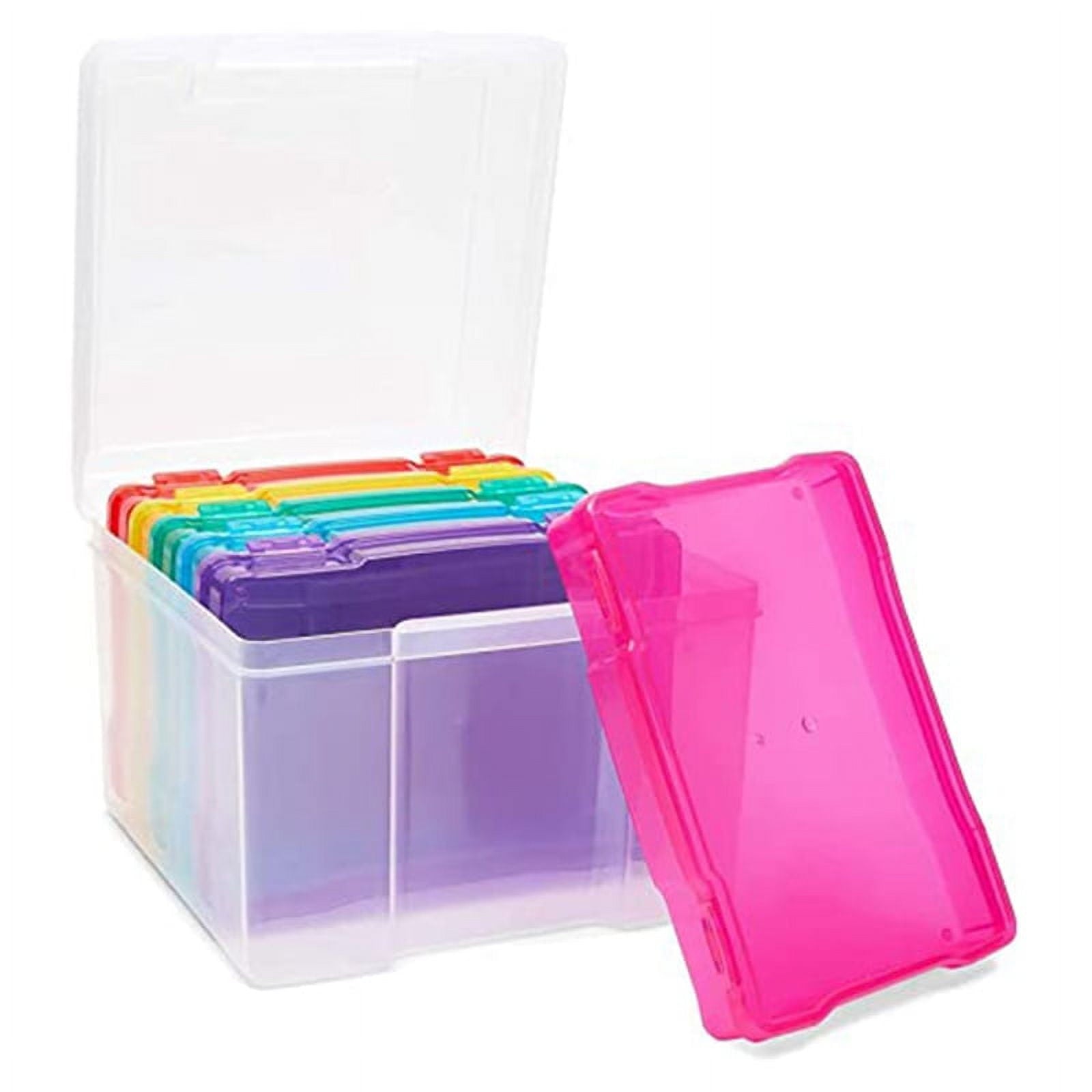 5X7 inch Photos Cases and Clear Craft Keeper with Buckle Design 6 Inner Cases Plastic Storage Container Box A