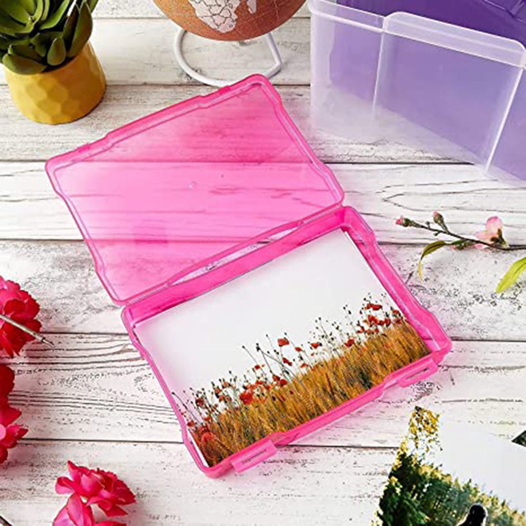 5X7 inch Photos Cases and Clear Craft Keeper with Buckle Design 6 Inner Cases Plastic Storage Container Box A