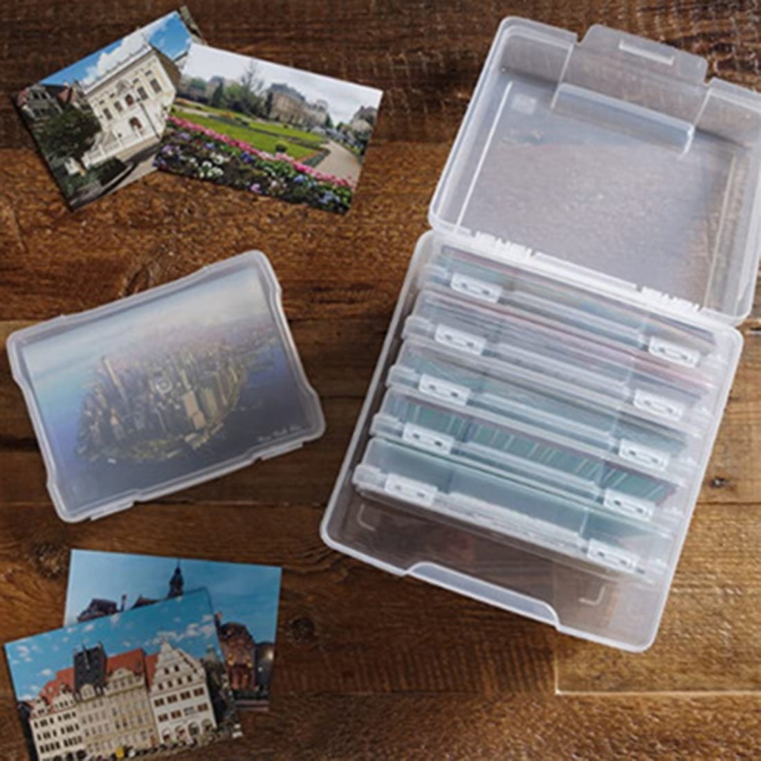 5X7 inch Photos Cases and Clear Craft Keeper with Buckle Design 6 Inner Cases Plastic Storage Container Box A