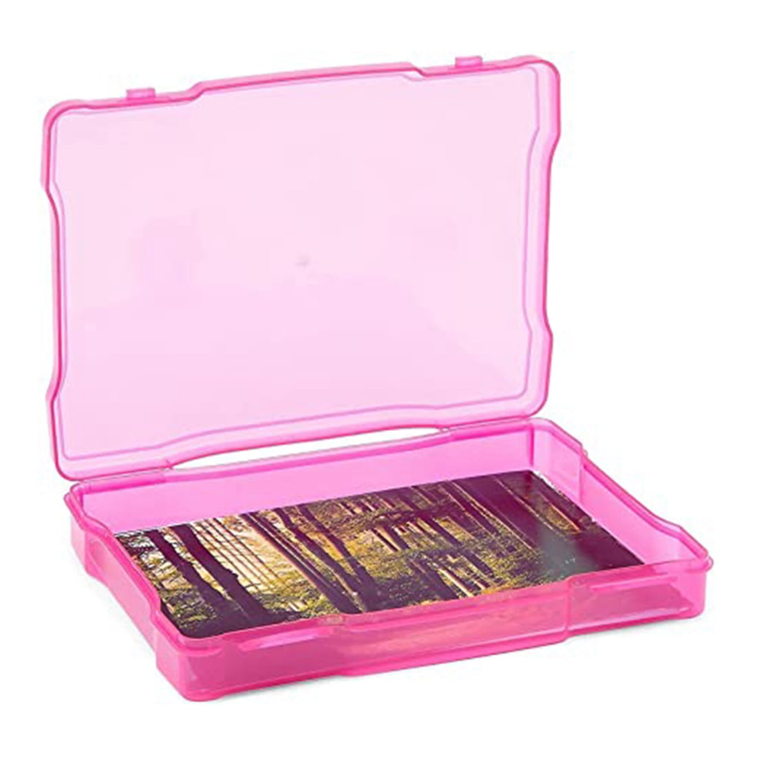 5X7 inch Photos Cases and Clear Craft Keeper with Buckle Design 6 Inner Cases Plastic Storage Container Box A