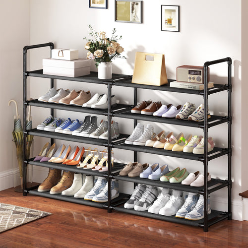 5 Tier Shoe Rack, Large Capacity Sturdy Shoe Organizer, Metal Shoe Shelf, Holds up to 26 Pairs for Entryway, Closet and Bedroom