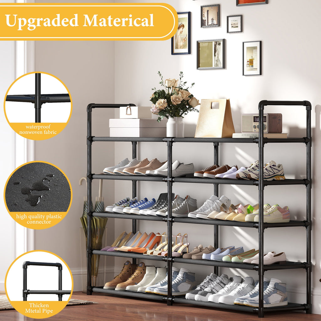 5 Tier Shoe Rack, Large Capacity Sturdy Shoe Organizer, Metal Shoe Shelf, Holds up to 26 Pairs for Entryway, Closet and Bedroom