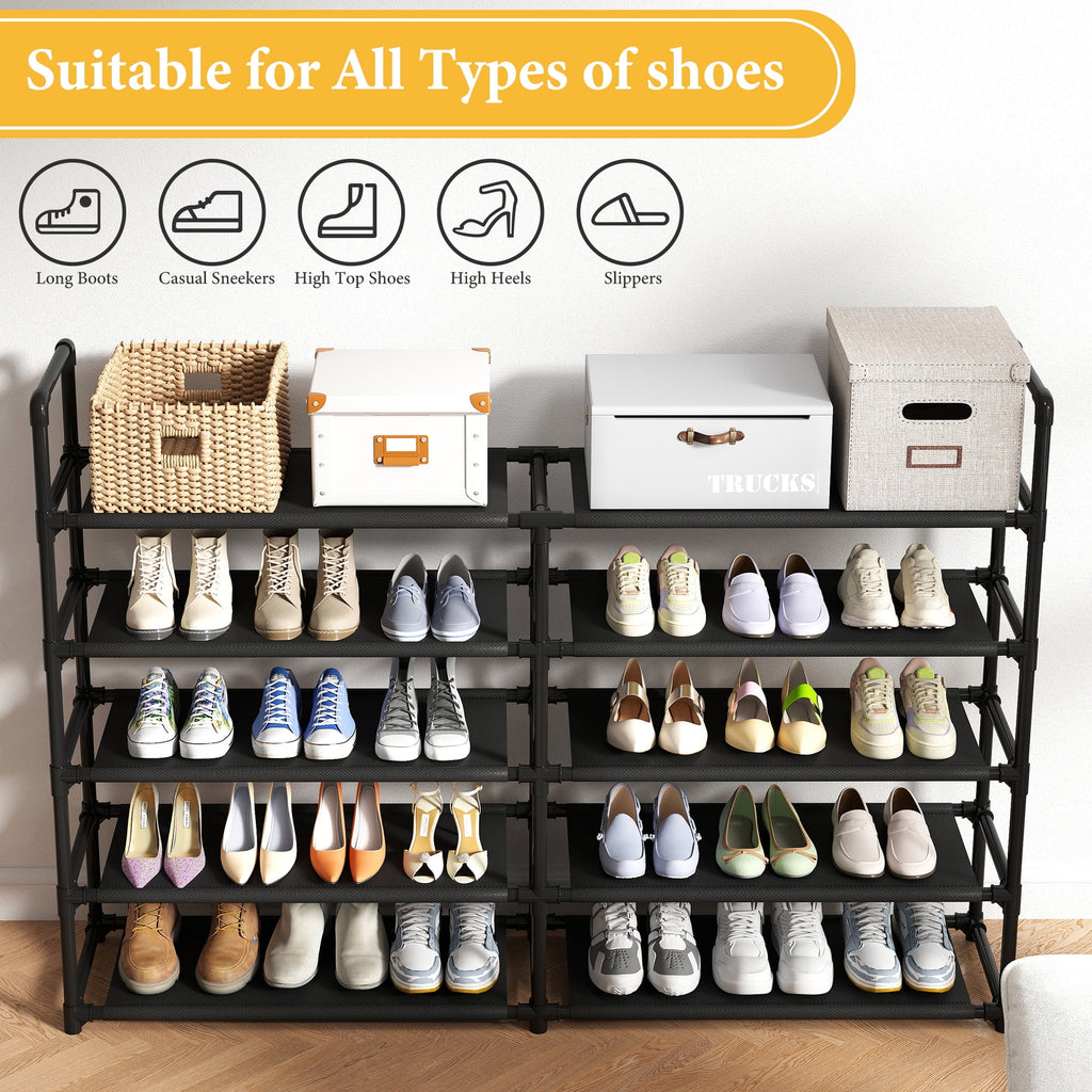 5 Tier Shoe Rack, Large Capacity Sturdy Shoe Organizer, Metal Shoe Shelf, Holds up to 26 Pairs for Entryway, Closet and Bedroom