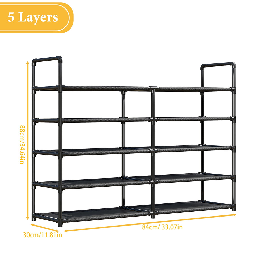 5 Tier Shoe Rack, Large Capacity Sturdy Shoe Organizer, Metal Shoe Shelf, Holds up to 26 Pairs for Entryway, Closet and Bedroom