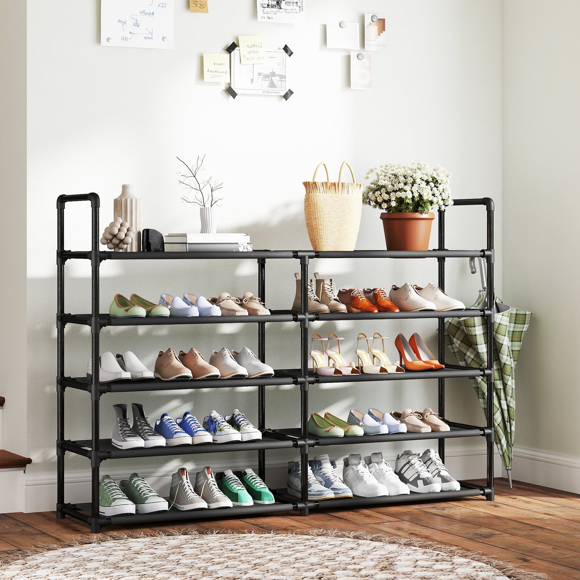 5 Tier Shoe Rack, Large Capacity Sturdy Shoe Organizer, Metal Shoe Shelf, Holds up to 26 Pairs for Entryway, Closet and Bedroom
