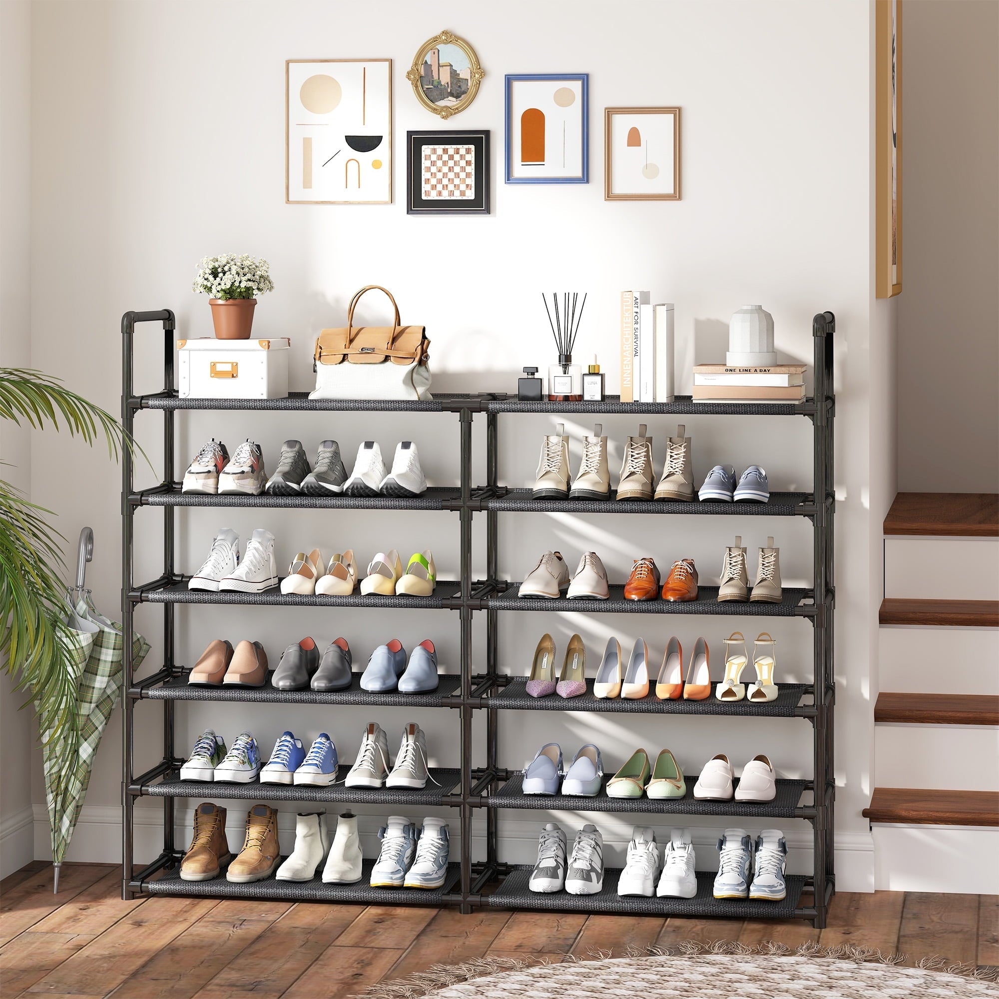 5 Tier Shoe Rack, Large Capacity Sturdy Shoe Organizer, Metal Shoe Shelf, Holds up to 26 Pairs for Entryway, Closet and Bedroom