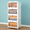 4 Tier Storage Bins with Lids - 23QT Stackable Closet Organizers with Wheels - Collapsible &amp; Foldable Plastic Storage Containers for Home, Office &amp; Dorm Room