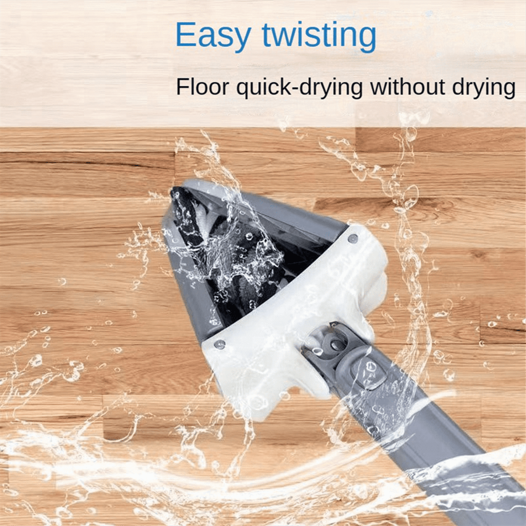 Flat Floor Mop with Replace Cloth Heads 360 Degree Squeeze Hand-Free Wash Household Lazy Home Cleaning Tool