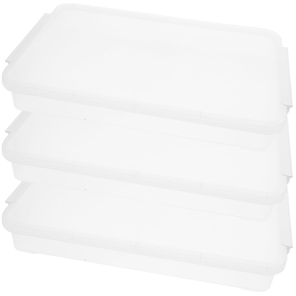 unbranded  3 Pcs Stackable Photo Scrapbook Transparent Box Storage Bins with Lid File Boxes Office