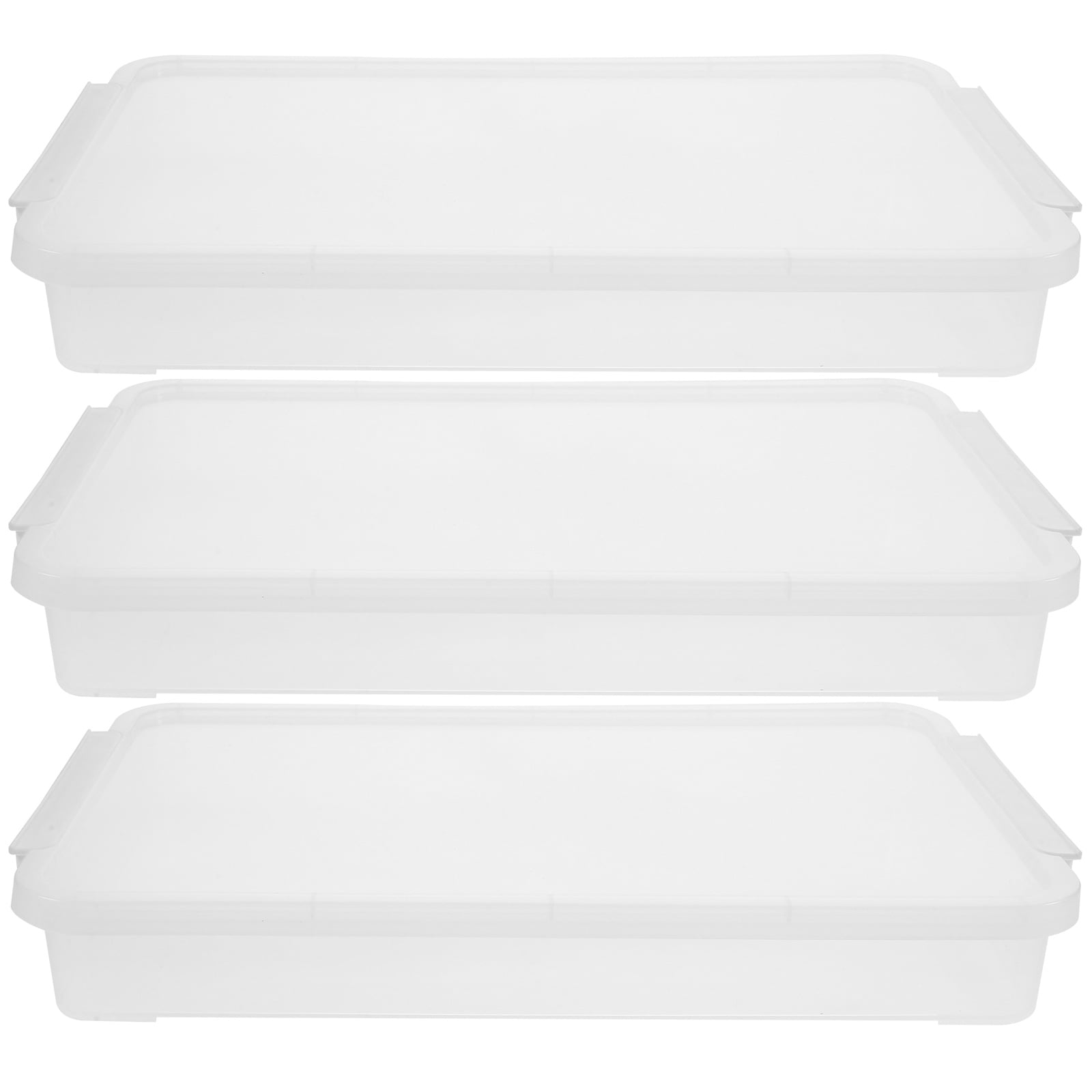 unbranded  3 Pcs Stackable Photo Scrapbook Transparent Box Storage Bins with Lid File Boxes Office