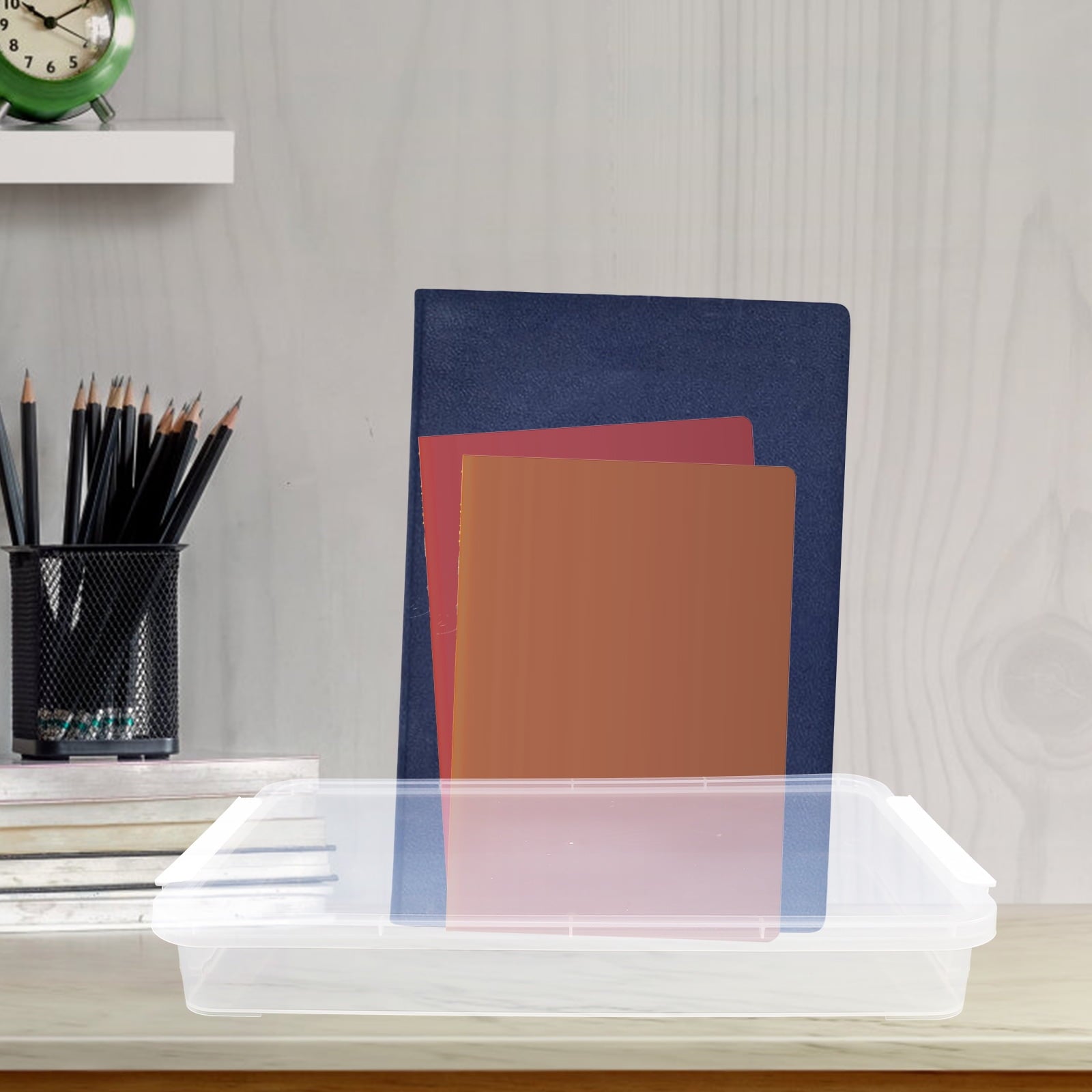 unbranded  3 Pcs Stackable Photo Scrapbook Transparent Box Storage Bins with Lid File Boxes Office