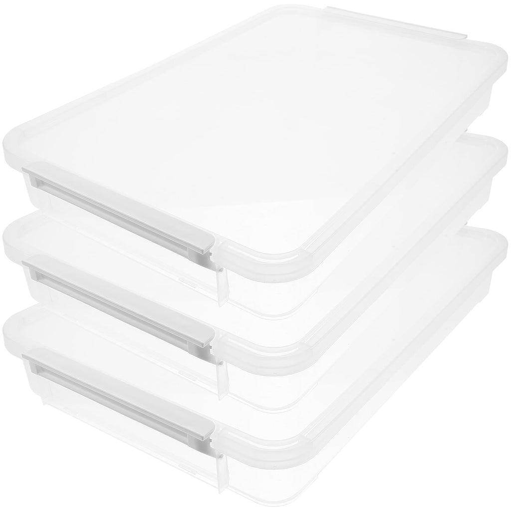 unbranded  3 Pcs Stackable Photo Scrapbook Transparent Box Storage Bins with Lid File Boxes Office