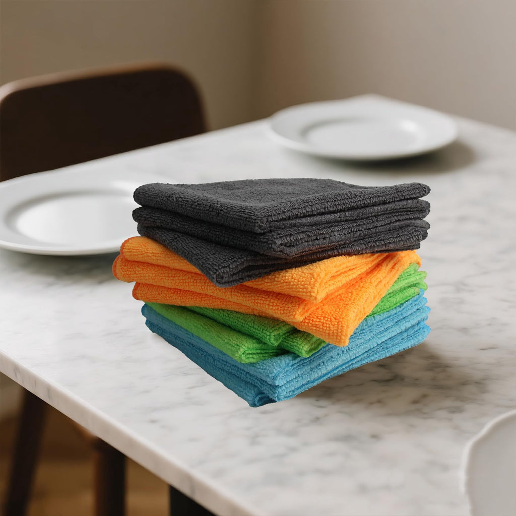 Clean Microfiber Cleaning Cloth, 16in*16in, 12 Pack Ultra-Thick Cleaning Rags, Super Absorbent, Lint Free &amp; Streak Free Cleaning Towels For Car, House, Kitchen, Office