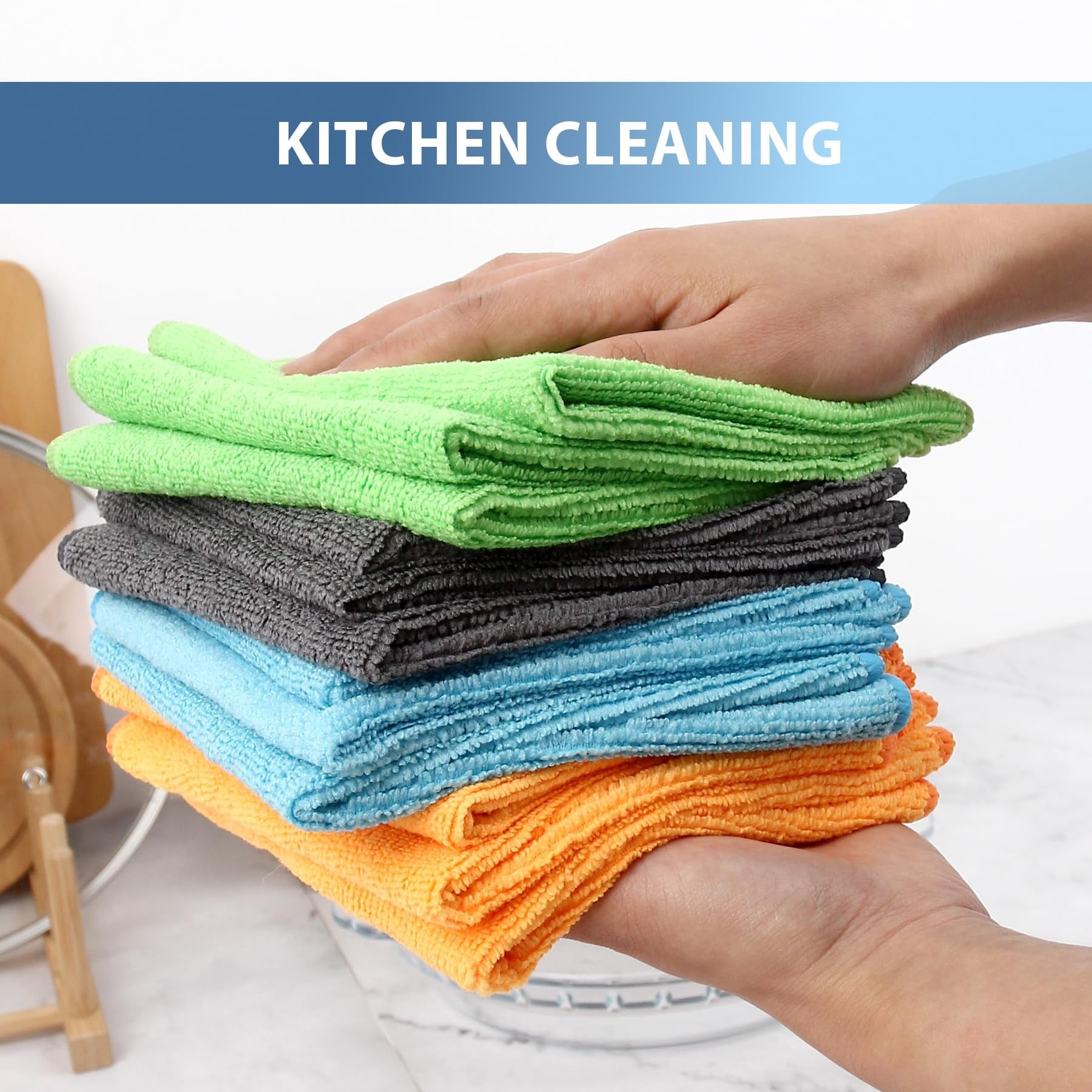 Clean Microfiber Cleaning Cloth, 16in*16in, 12 Pack Ultra-Thick Cleaning Rags, Super Absorbent, Lint Free &amp; Streak Free Cleaning Towels For Car, House, Kitchen, Office