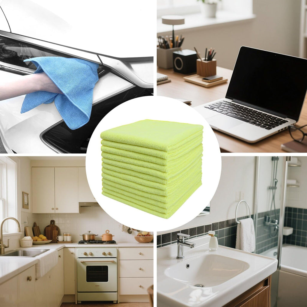 Clean Microfiber Cleaning Cloth, 16in*16in, 12 Pack Ultra-Thick Cleaning Rags, Super Absorbent, Lint Free &amp; Streak Free Cleaning Towels For Car, House, Kitchen, Office