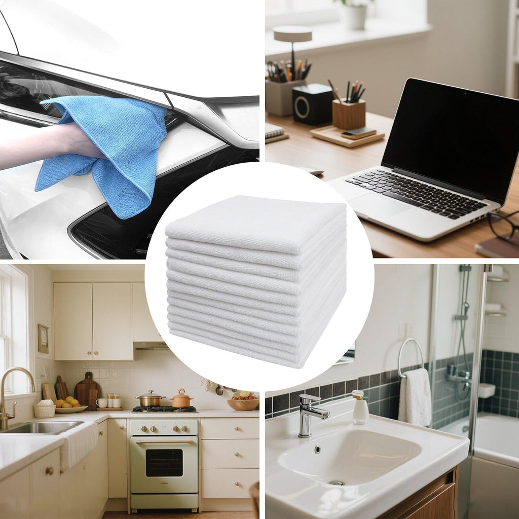 Clean Microfiber Cleaning Cloth, 16in*16in, 12 Pack Ultra-Thick Cleaning Rags, Super Absorbent, Lint Free &amp; Streak Free Cleaning Towels For Car, House, Kitchen, Office