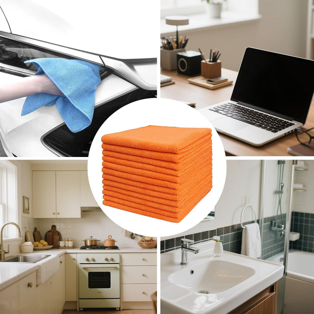 Clean Microfiber Cleaning Cloth, 16in*16in, 12 Pack Ultra-Thick Cleaning Rags, Super Absorbent, Lint Free &amp; Streak Free Cleaning Towels For Car, House, Kitchen, Office