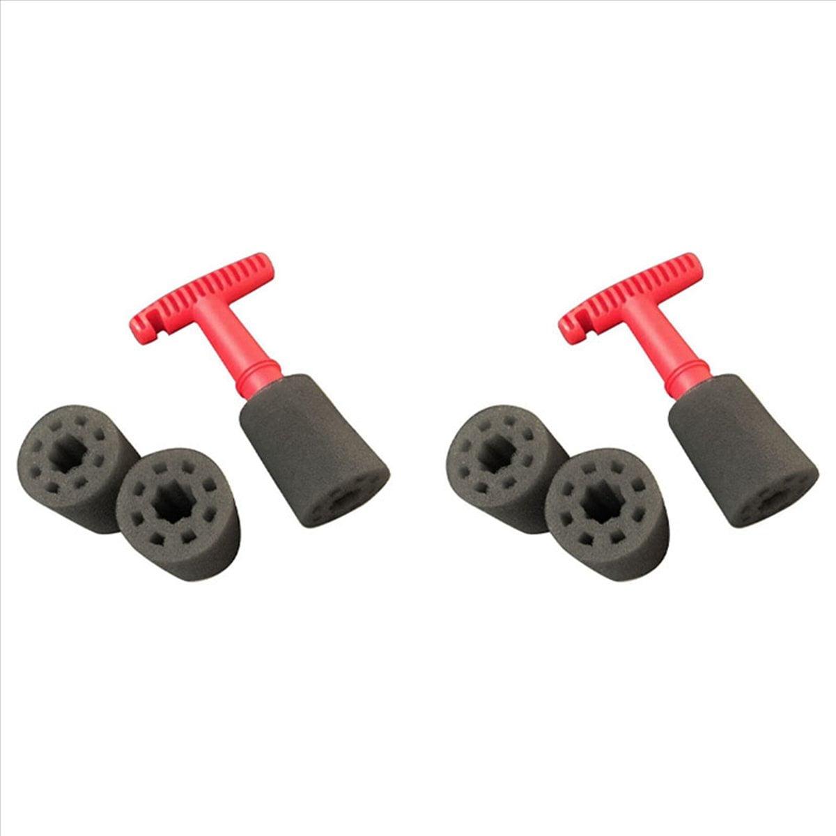 2X Car Wash Embedded Tire Screw Brush Lug Nut Wheel Cleaning Tools with 6 Extra Sponges