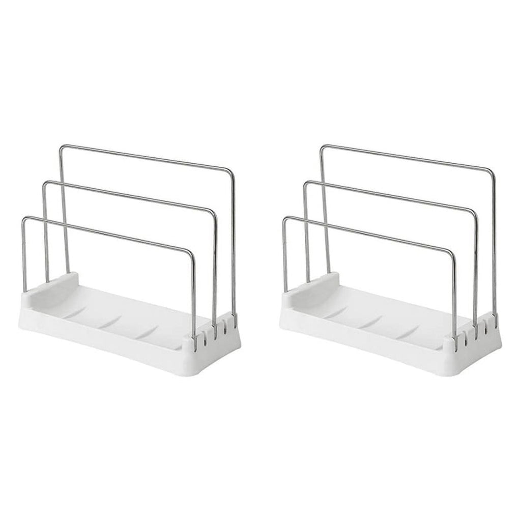 2X Cutting Boards Holder, Organizer Pantry Rack Bakeware Holder Chopping Board Kitchen Countertop Storage White