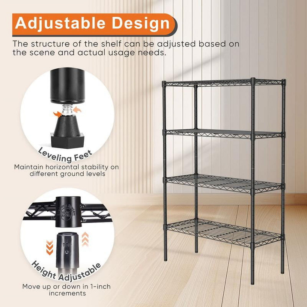 Storage Shelving Unit 5-Tier, Adjustable Metal Wire Racks Heavy Duty Standing Shelf Organizer for Kitchen, Closet, Pantry, Garage, Bathroom, Laundry