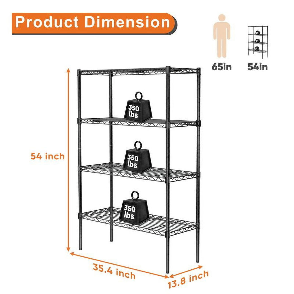 Storage Shelving Unit 5-Tier, Adjustable Metal Wire Racks Heavy Duty Standing Shelf Organizer for Kitchen, Closet, Pantry, Garage, Bathroom, Laundry