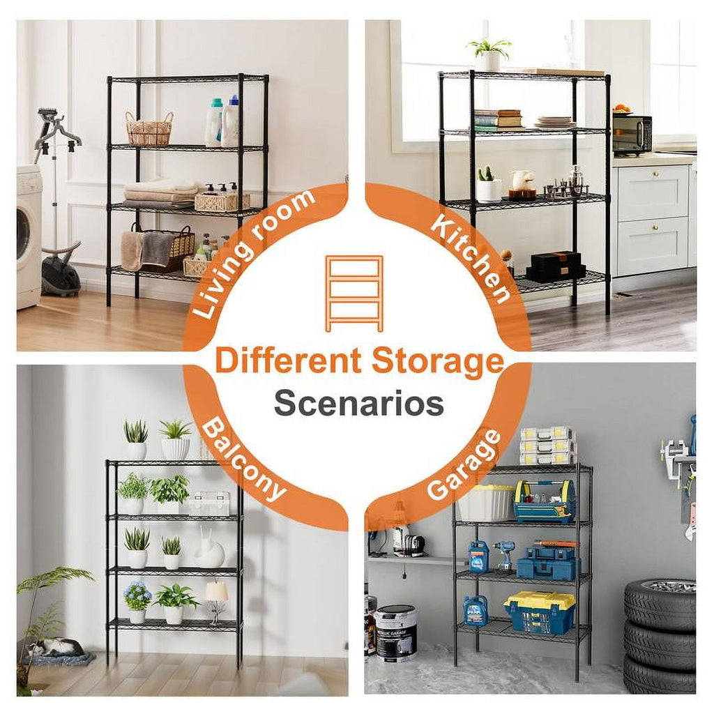 Storage Shelving Unit 5-Tier, Adjustable Metal Wire Racks Heavy Duty Standing Shelf Organizer for Kitchen, Closet, Pantry, Garage, Bathroom, Laundry