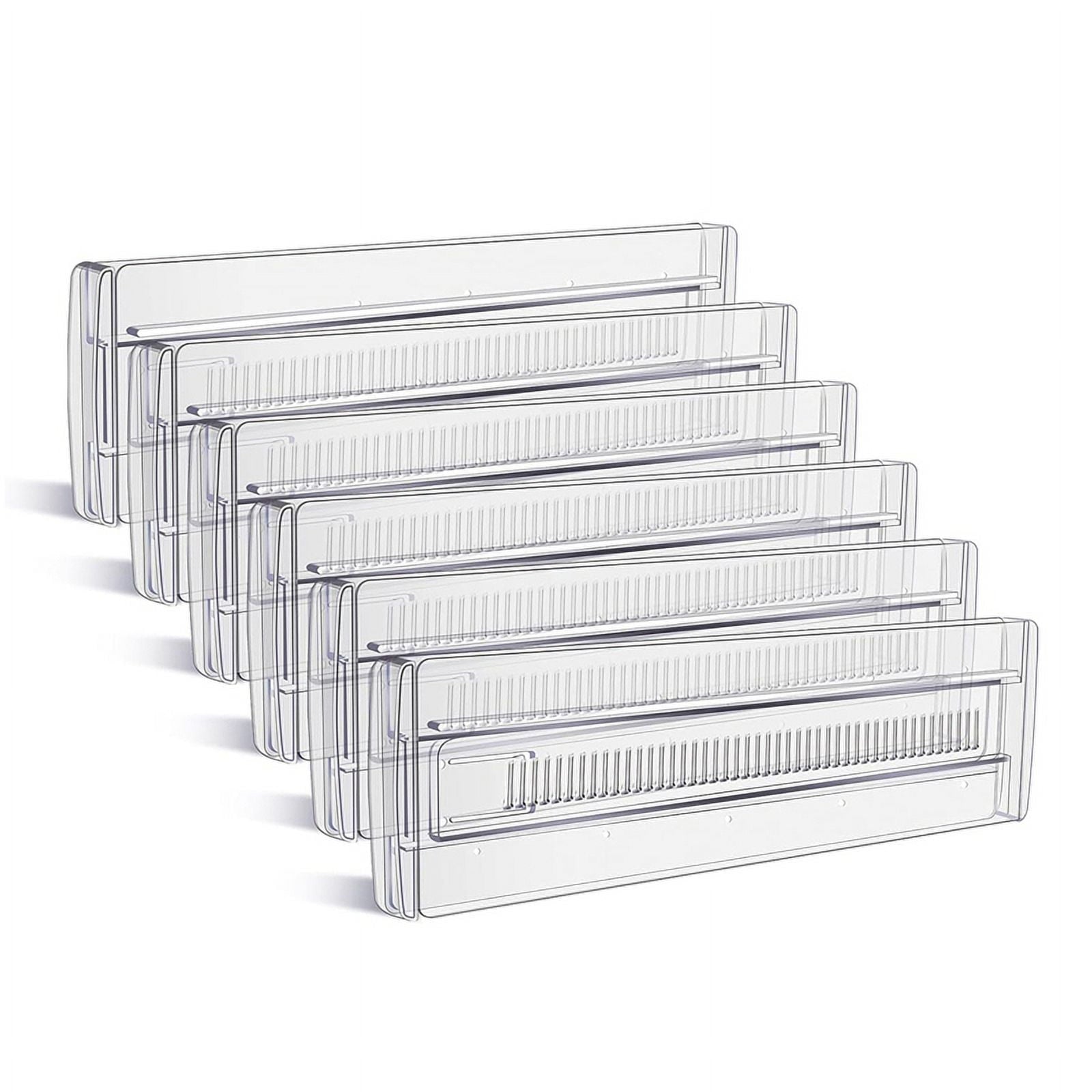 6 Pack Drawer Dividers, Adjustable Drawer Organiser Divider(11.8 -19.7 inch), for Kitchen Bedroom Office Desk Dresser