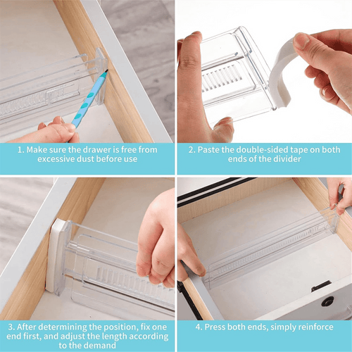 6 Pack Drawer Dividers, Adjustable Drawer Organiser Divider(11.8 -19.7 inch), for Kitchen Bedroom Office Desk Dresser