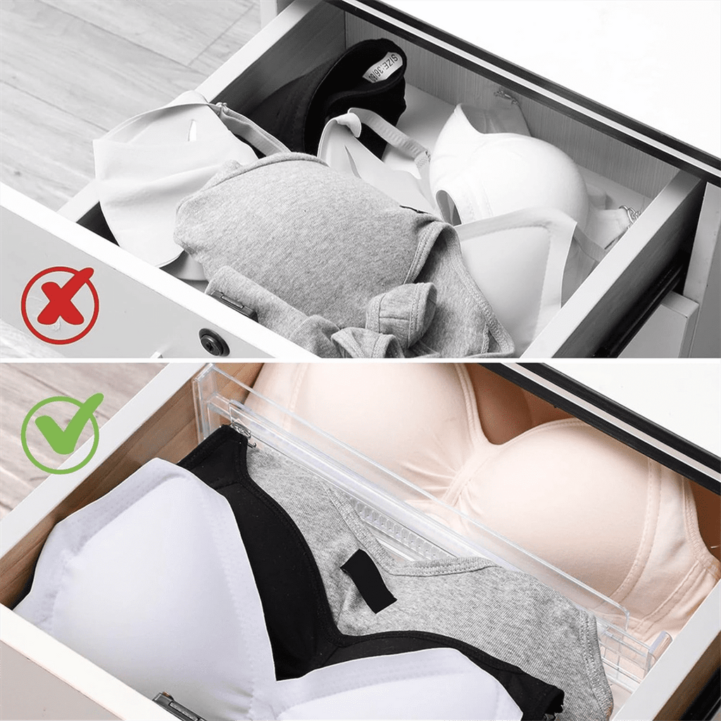 6 Pack Drawer Dividers, Adjustable Drawer Organiser Divider(11.8 -19.7 inch), for Kitchen Bedroom Office Desk Dresser
