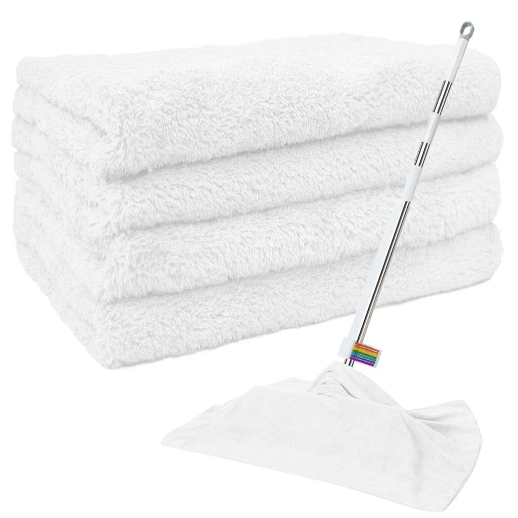 4 Pcs Extra Large Microfiber Cleaning Cloth, 30"x20" Washable Reusable Floor Cloth For Squeegee Mop House Floor Kitchen Car Window Highly Absorbent, Lint And Streak Free (Grey)