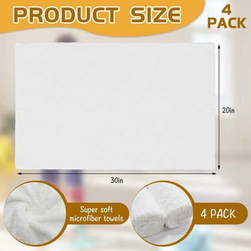 4 Pcs Extra Large Microfiber Cleaning Cloth, 30"x20" Washable Reusable Floor Cloth For Squeegee Mop House Floor Kitchen Car Window Highly Absorbent, Lint And Streak Free (Grey)