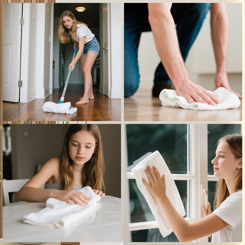 4 Pcs Extra Large Microfiber Cleaning Cloth, 30"x20" Washable Reusable Floor Cloth For Squeegee Mop House Floor Kitchen Car Window Highly Absorbent, Lint And Streak Free (Grey)