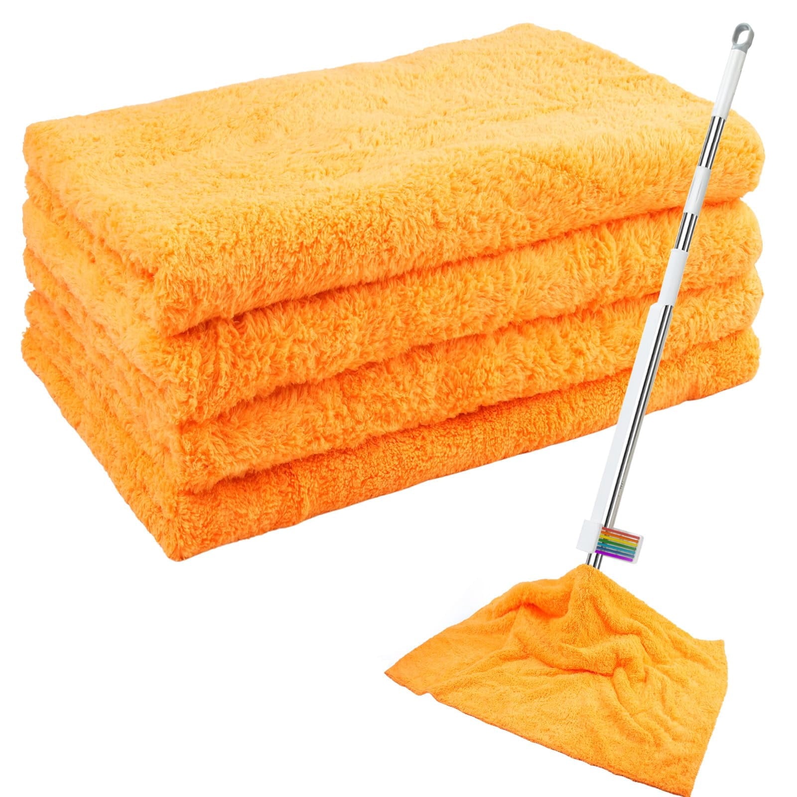 4 Pcs Extra Large Microfiber Cleaning Cloth, 30"x20" Washable Reusable Floor Cloth For Squeegee Mop House Floor Kitchen Car Window Highly Absorbent, Lint And Streak Free (Grey)