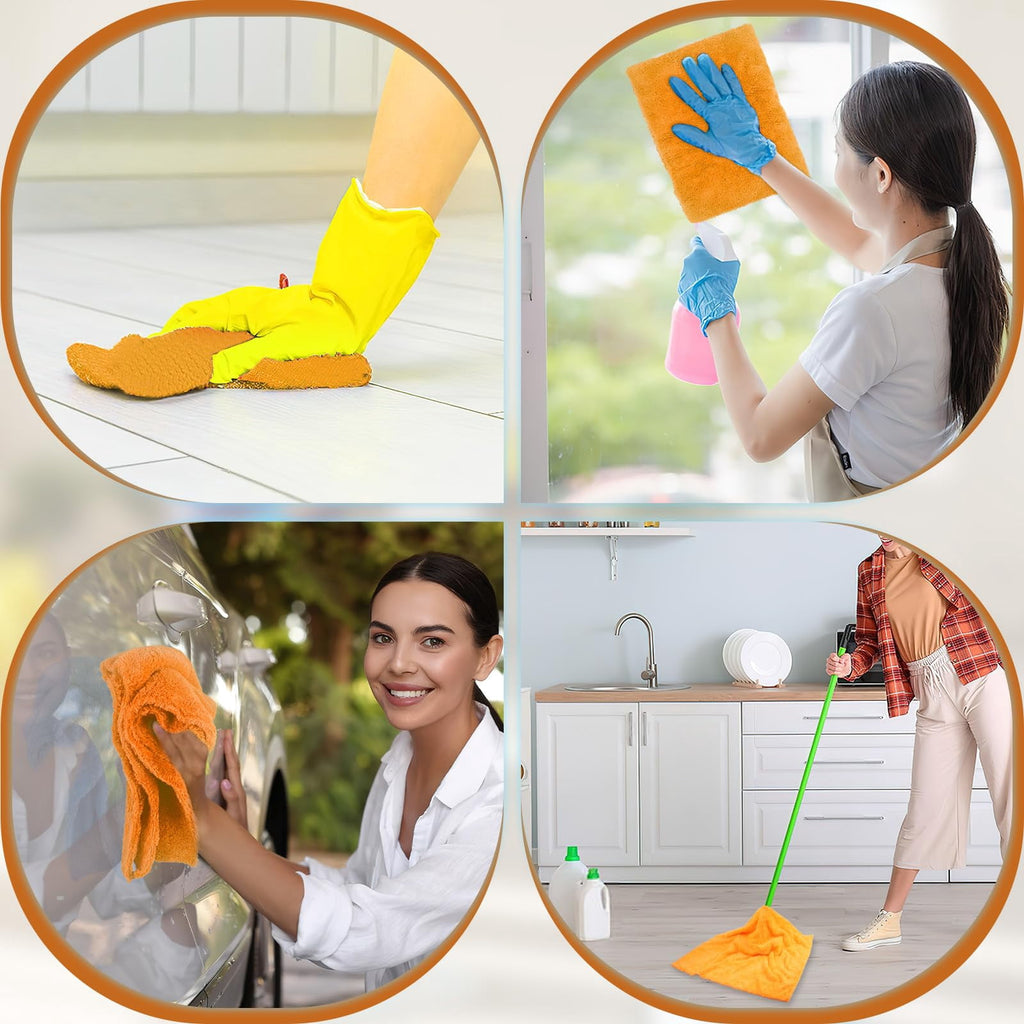 4 Pcs Extra Large Microfiber Cleaning Cloth, 30"x20" Washable Reusable Floor Cloth For Squeegee Mop House Floor Kitchen Car Window Highly Absorbent, Lint And Streak Free (Grey)