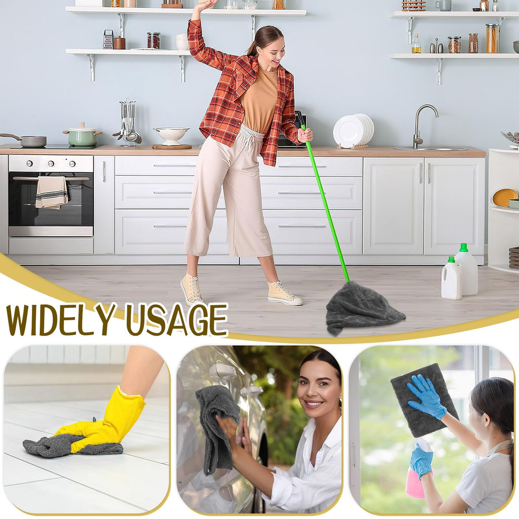 4 Pcs Extra Large Microfiber Cleaning Cloth, 30"x20" Washable Reusable Floor Cloth For Squeegee Mop House Floor Kitchen Car Window Highly Absorbent, Lint And Streak Free (Grey)