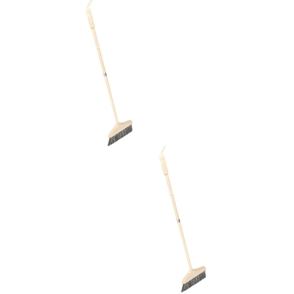 2 PCS Dustpan Wooden Long Handle Broom Easy Storage Anti-static