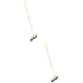 2 PCS Dustpan Wooden Long Handle Broom Easy Storage Anti-static