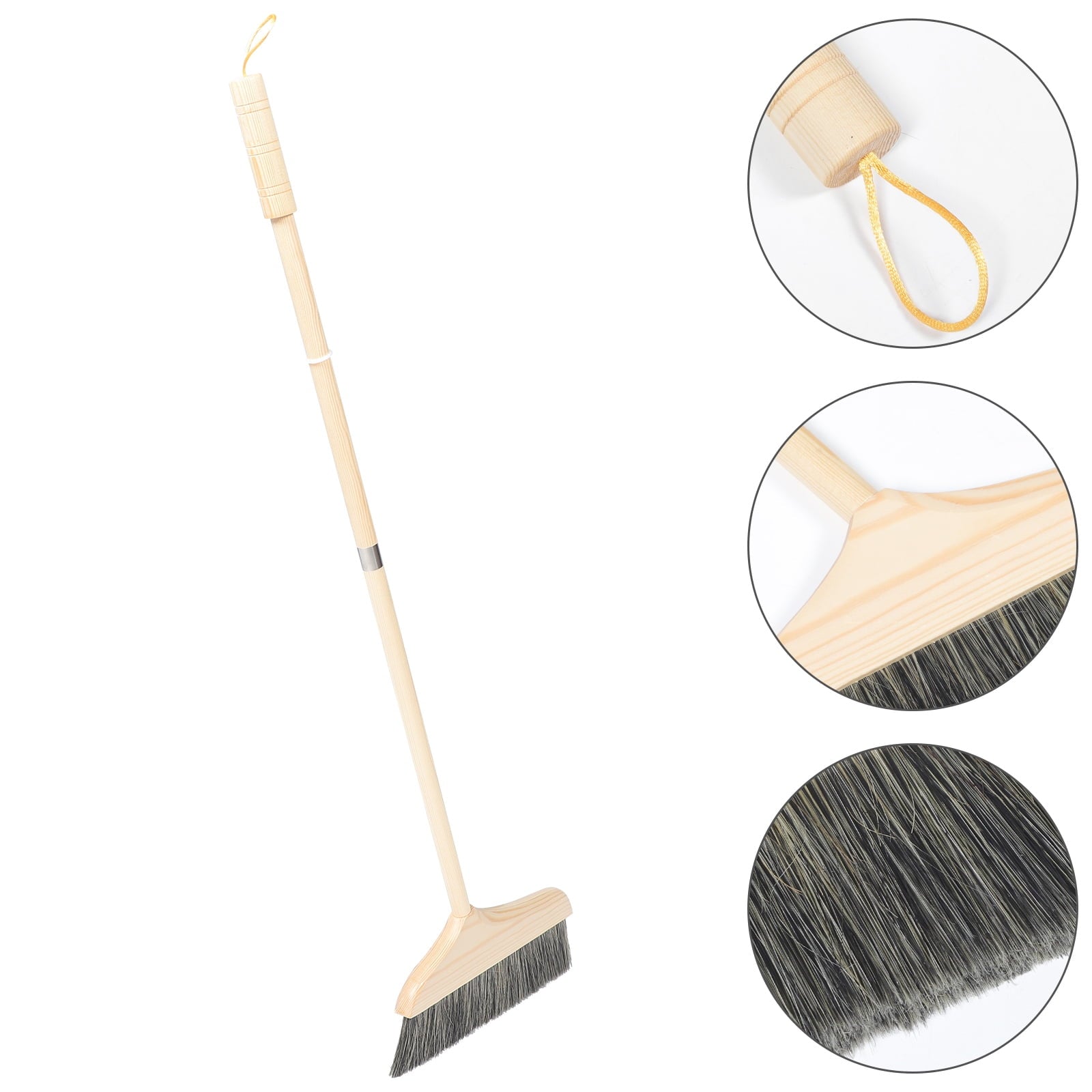 2 PCS Dustpan Wooden Long Handle Broom Easy Storage Anti-static