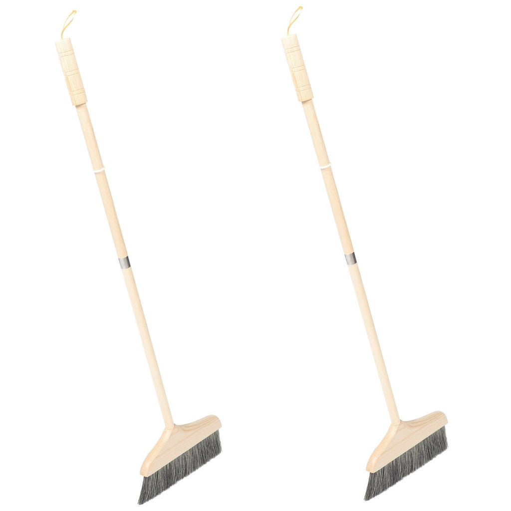 2 PCS Dustpan Wooden Long Handle Broom Easy Storage Anti-static