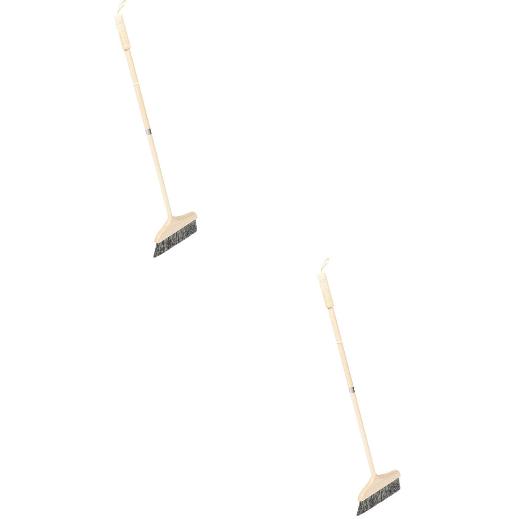 2 PCS Dustpan Wooden Long Handle Broom Easy Storage Anti-static