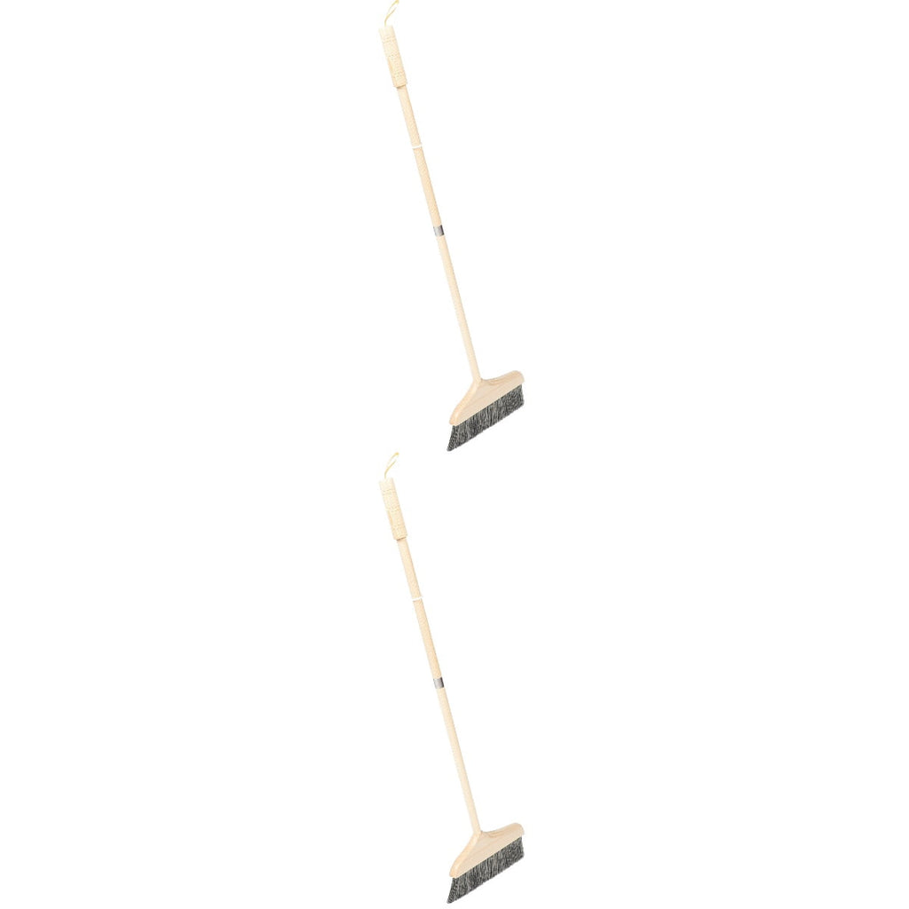 2 PCS Dustpan Wooden Long Handle Broom Easy Storage Anti-static