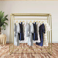 Boutique Adjustable Height Modern 2 Rods 1-Shelf Clothes Rack, Gold