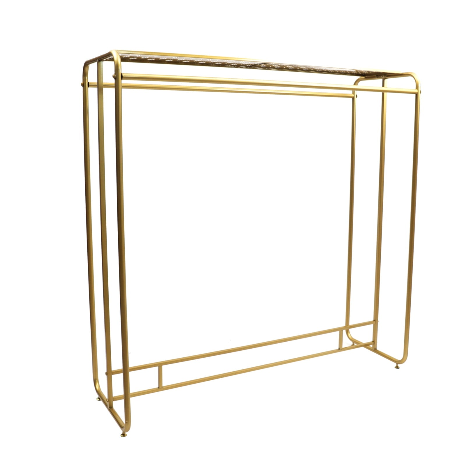 Boutique Adjustable Height Modern 2 Rods 1-Shelf Clothes Rack, Gold