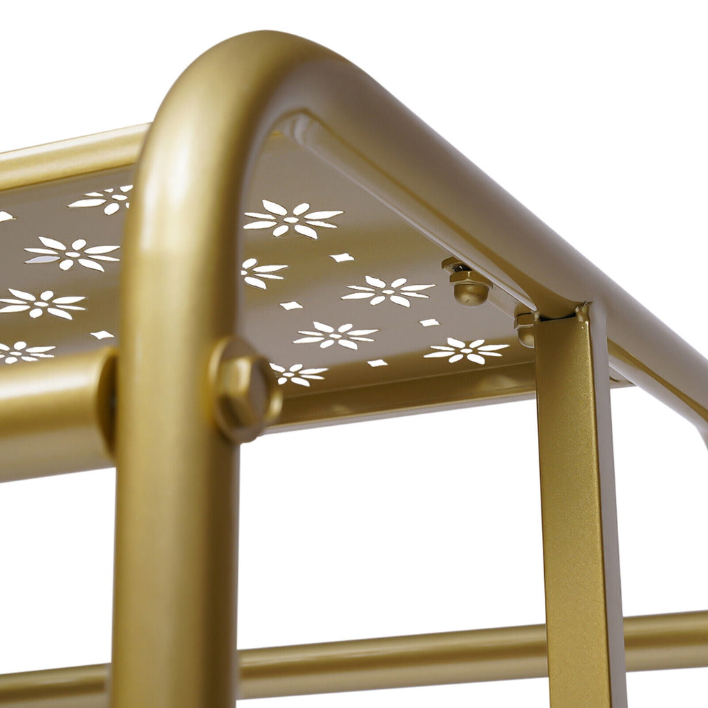 Boutique Adjustable Height Modern 2 Rods 1-Shelf Clothes Rack, Gold