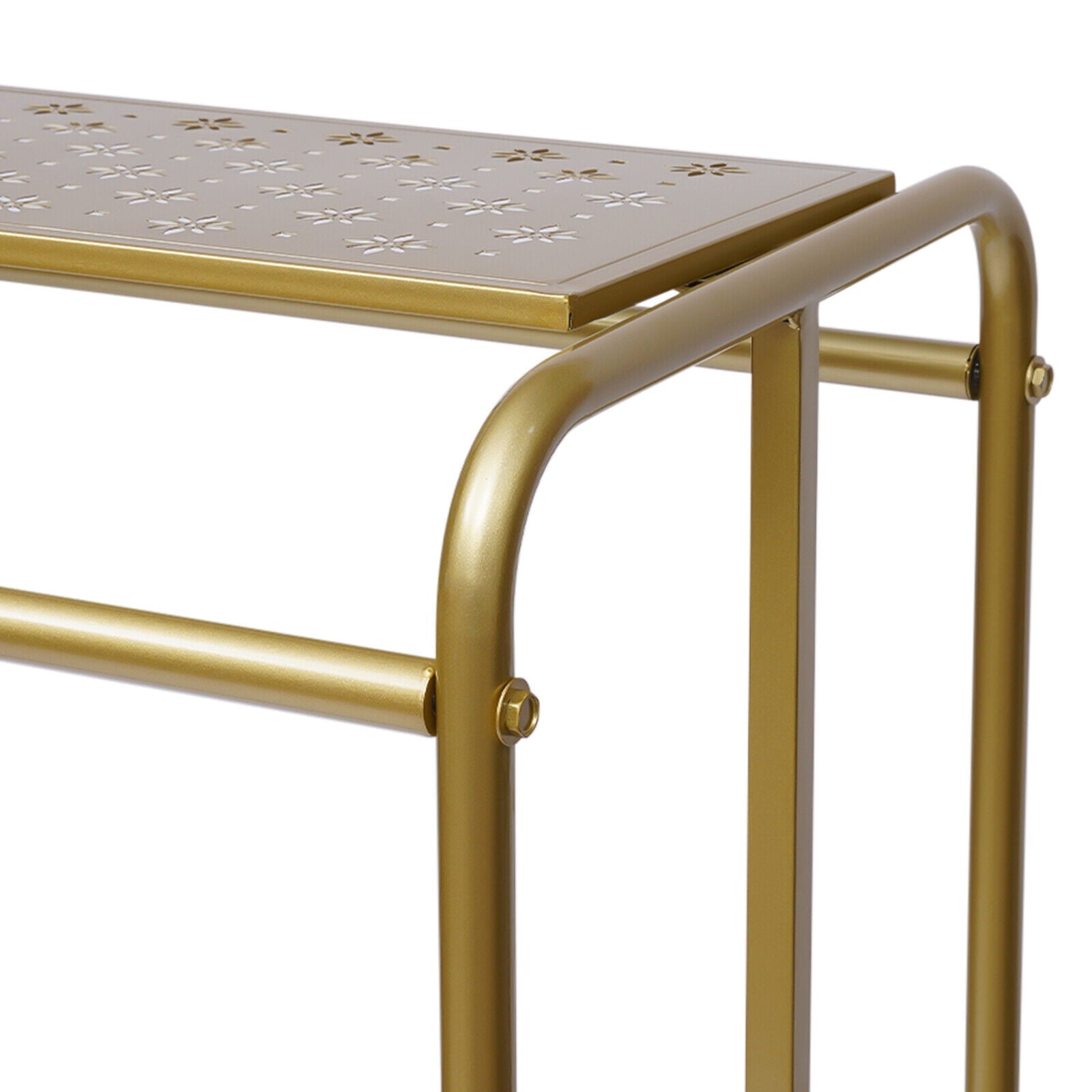 Boutique Adjustable Height Modern 2 Rods 1-Shelf Clothes Rack, Gold